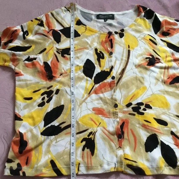 Jones New York Cardigan Women top Plus Orange yellow white black beige SZ 2 X - Picture 7 of 8